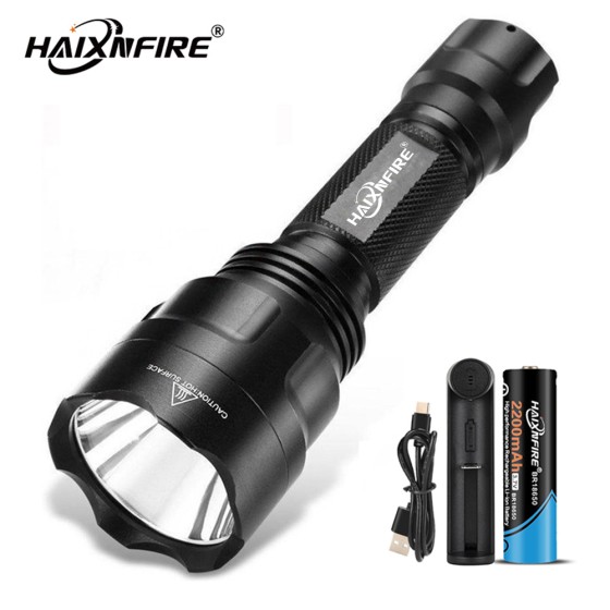HaixnFire C8s flashlight outdoor camping light floodlight L2 lamp beads rechargeable 18650 waterproof riding light